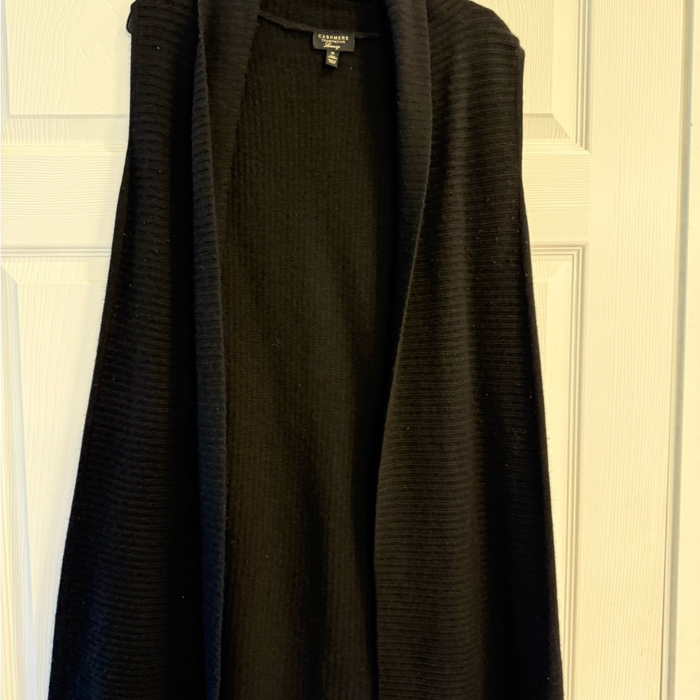 Charter club luxury cashmere Black Sleeveless Cardigan size M